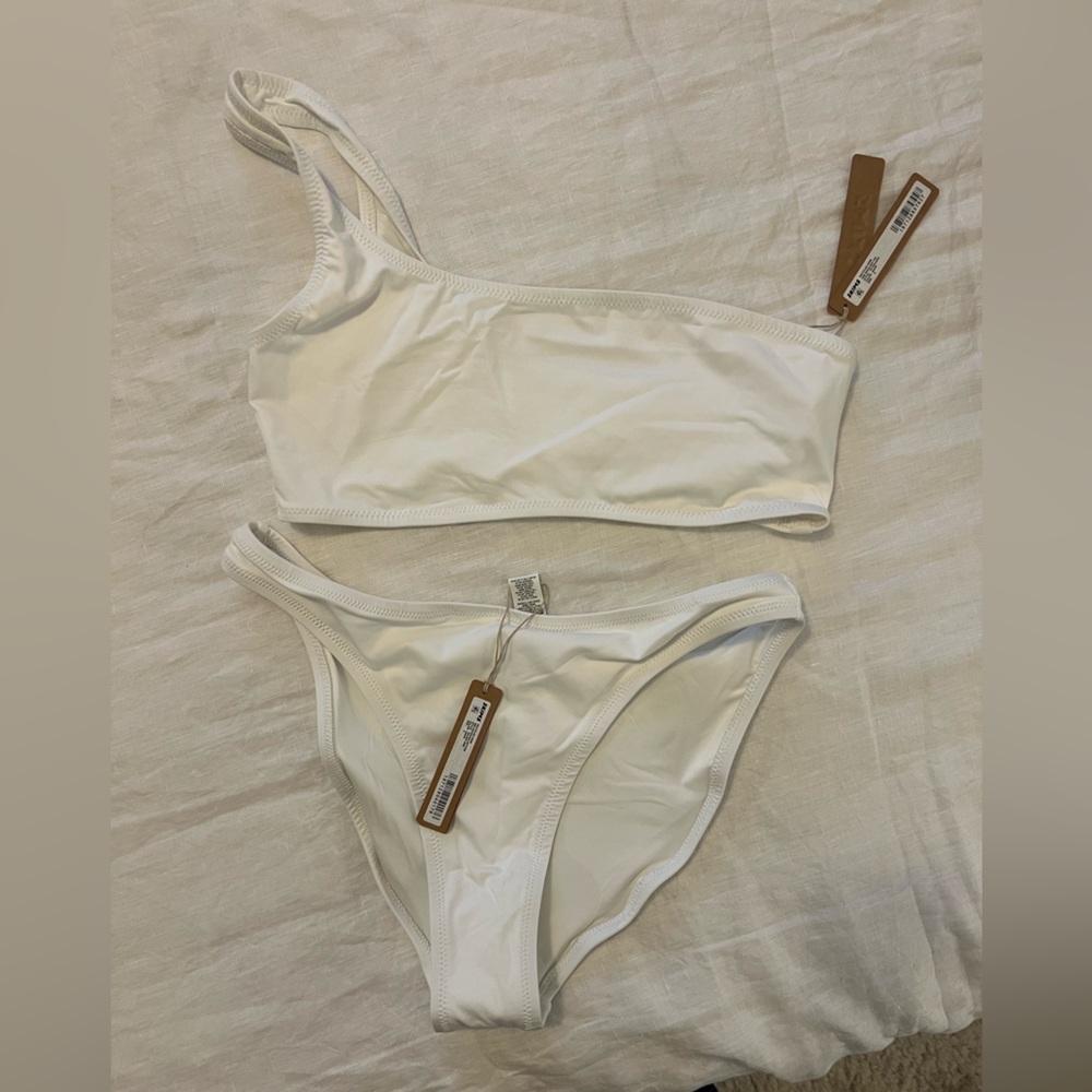 SKIMS White One-Shoulder Bikini